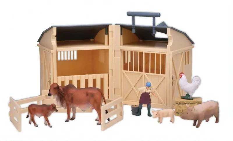 Gift Set / Paarden: SCHUUR met boer, boerderijdieren en accessoires, in geschenkdoos van Collecta in Meerkleurig – productfoto
