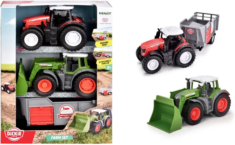 Spielzeug-Traktor Farm Set, (Set, 3-tlg) från Dickie Toys i Grön, Röd – produktbild 1 av 5