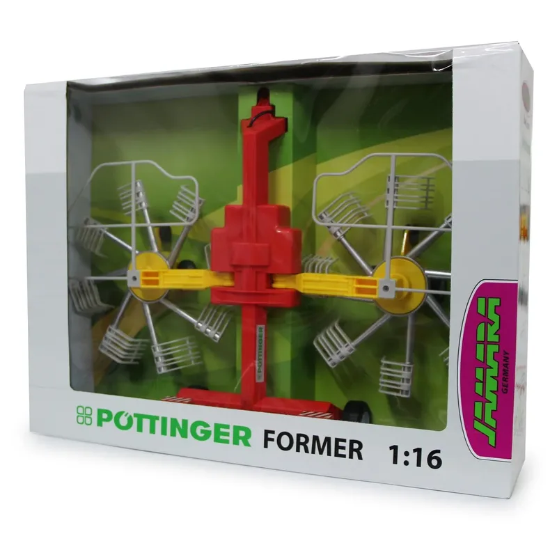 Pöttinger zwadenharker voor RC-tractor 1:16 van Jamara in Rood, Geel – productfoto