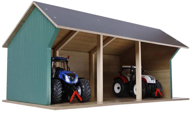 Hangar agricole 1:32 de Kids Globe en Vert – photo du produit 1 sur 5