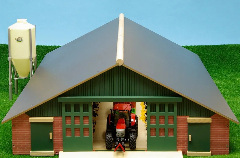 Kids Globe Ferme en bois, toit rabattable, sans animaux, avec tracteur de Kids Globe – photo du produit 2 sur 2