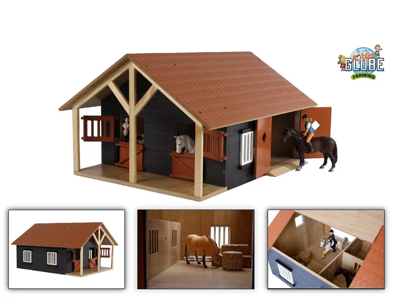 Paardenstal met 2 Boxen en Berging, 1:24 van Kids Globe – productfoto