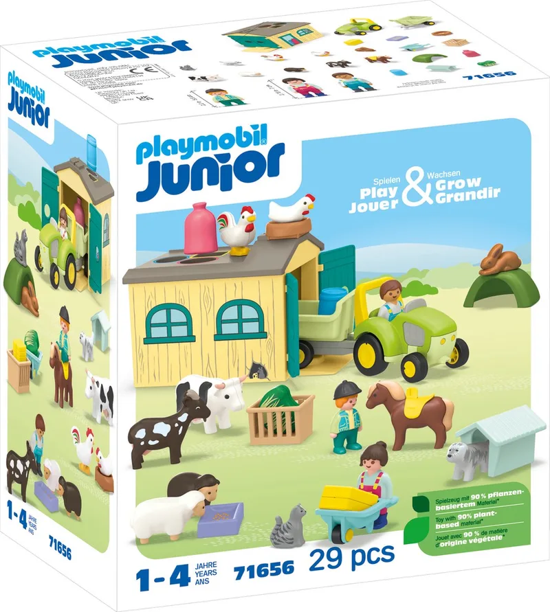 Junior PROMO: Boerderijavontuur met tractor, aanhanger en dieren vrienden - 71656 de Playmobil en Multicolor – photo du produit