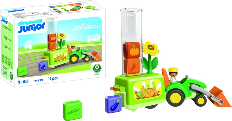 JUNIOR: Tractor met leuke plantenbak - 71773 de Playmobil en Meerkleurig – photo du produit