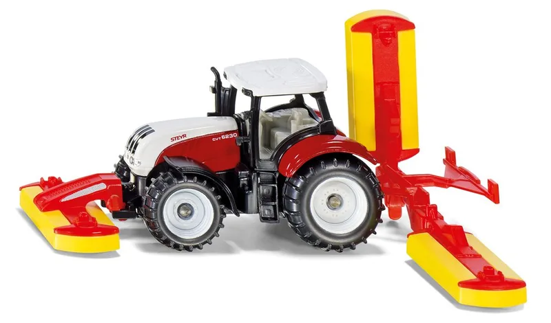 Steyr mit Pöttinger Mähwerkskombination – 1672 von Siku – Produktfoto