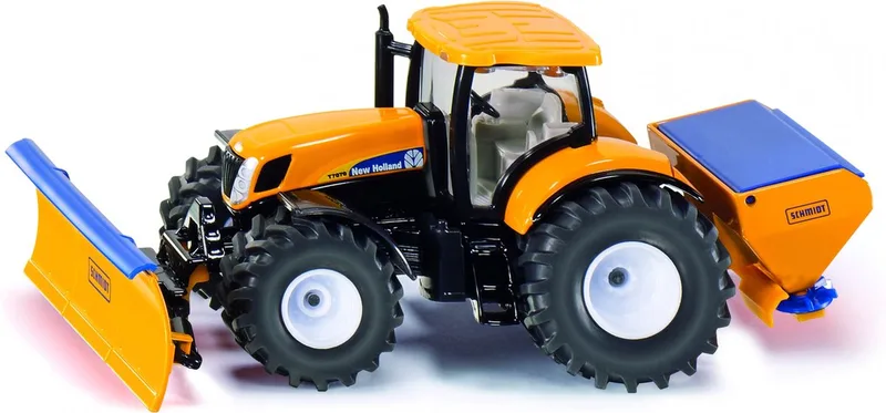 2940 SUPER Traktor mit Räumschild und Streuer, Modellfahrzeug von Siku in Orange – Produktfoto