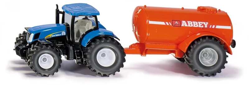 New Holland Traktor mit Abbey Ein-Achs-Güllefass – 1945 von Siku – Produktfoto