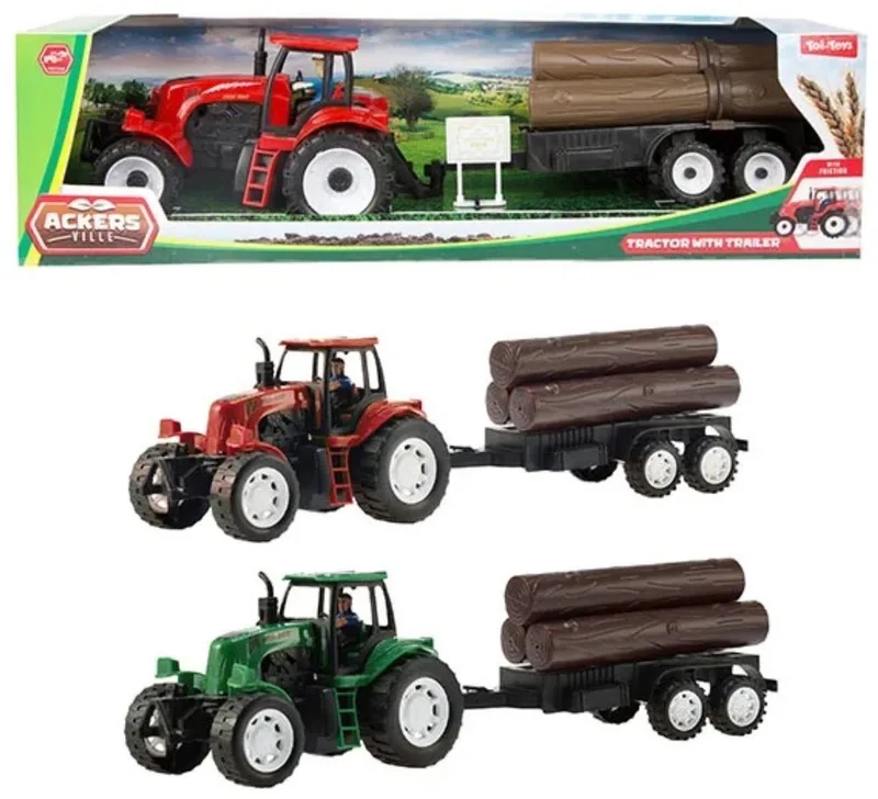 Frictie Tractor Met Aanhanger MEDIUM de Toi-Toys en Multicolore – photo du produit