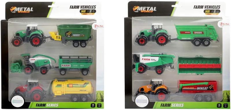 Metal Tractor met Aanhanger, 6dlg. van Toi-Toys in Meerkleurig – productfoto