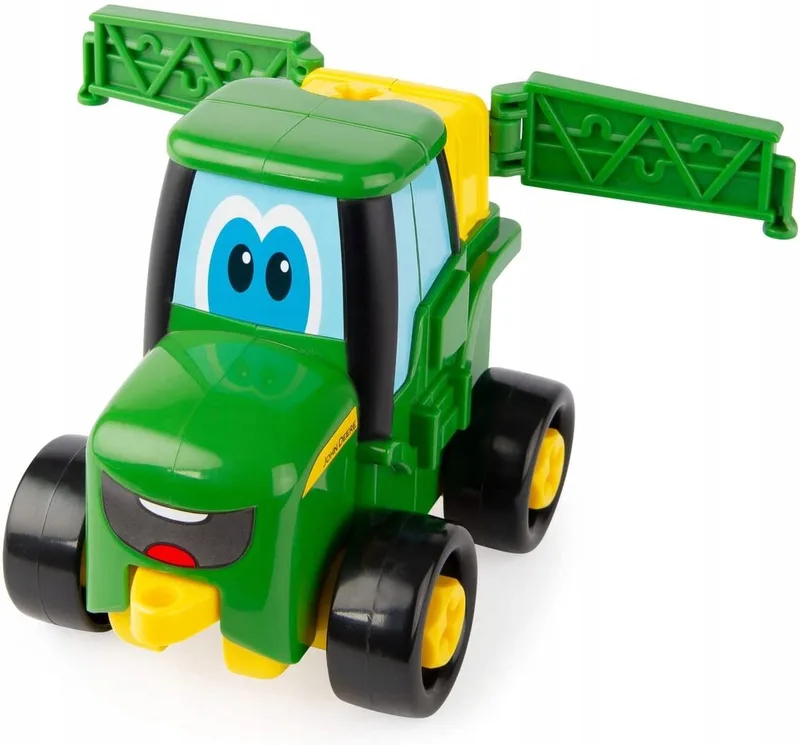John Deere Bouw Mini Spuitmachine Traktor 47277 van TOMY in Geel – productfoto