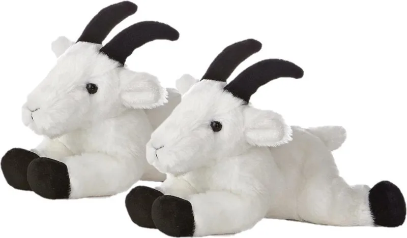 2x stuks pluche geiten knuffel 20 cm - Boerderij dieren speelgoed knuffels. fra Aurora i Flerfarvet – produktbillede