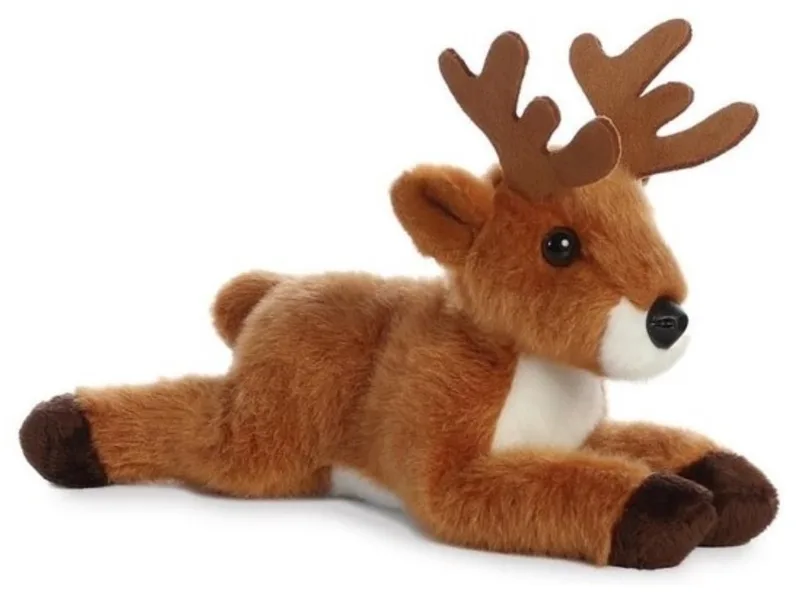 Hert knuffel - bruin - 20 cm - Bosdieren knuffels - pluche van Aurora in Bruin, Wit – productfoto