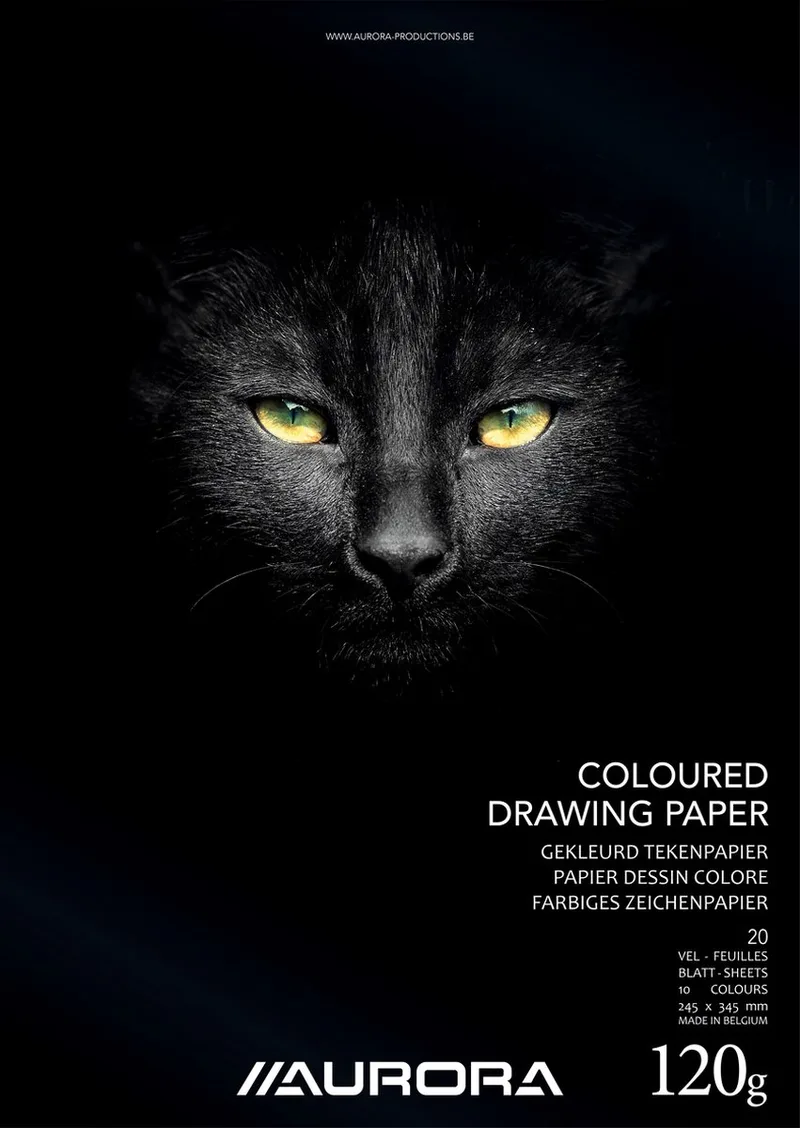 Hobby/Knutsel/Tekenblok 245x345mm, met gekleurd papier, pak van 15 stuks de Aurora en Noir – photo du produit