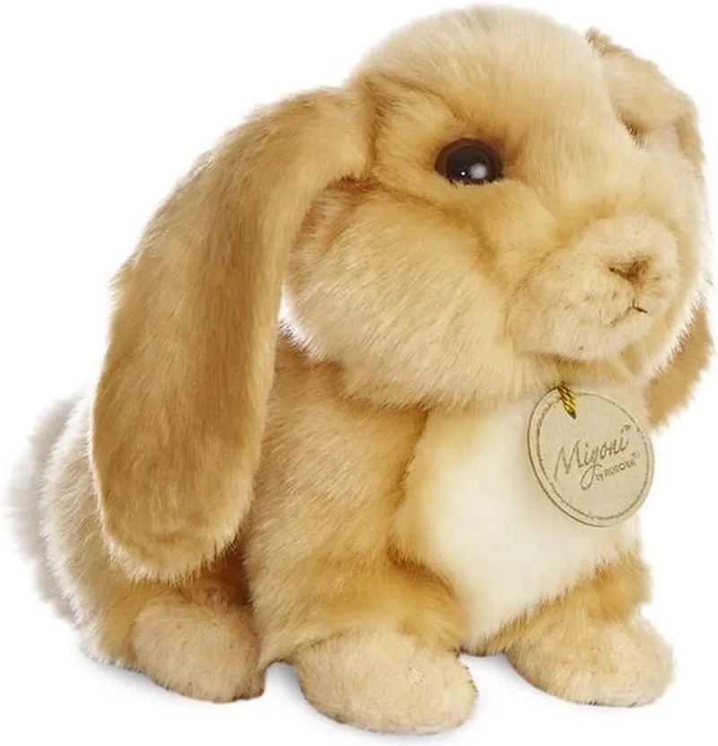 Knuffel hangoor konijn - 20 cm - Pluche - dieren knuffels - Knuffeldieren - konijnen speelgoed - konijneknuffel van Aurora in Bruin – productfoto