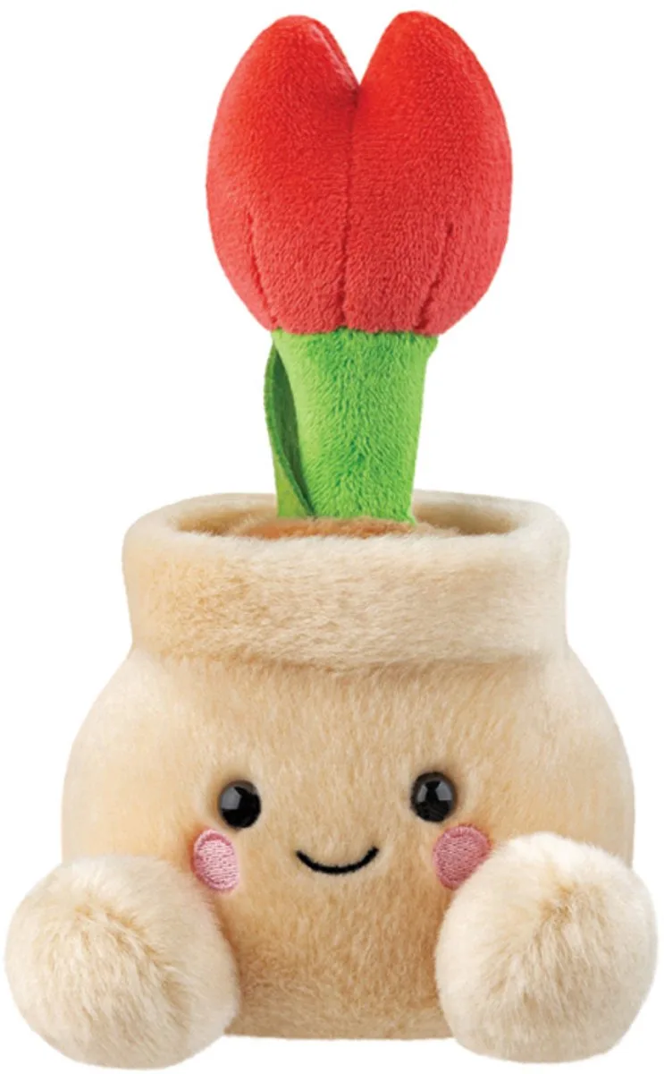 Knuffel - Palm Pals Tulp in Pot - 13 cm fra Aurora i Rød – produktbillede