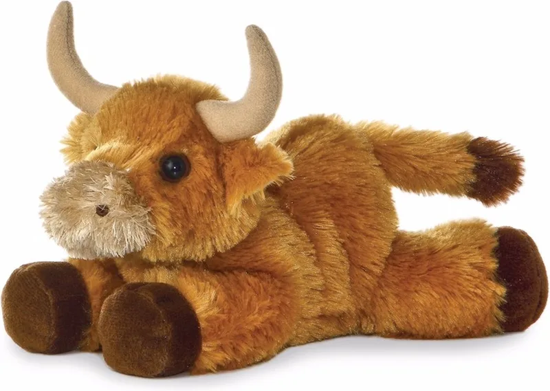 Knuffeldier Schotse Hooglander koe - pluche knuffel - 20 cm - boerderij dieren de Aurora en Marron – photo du produit