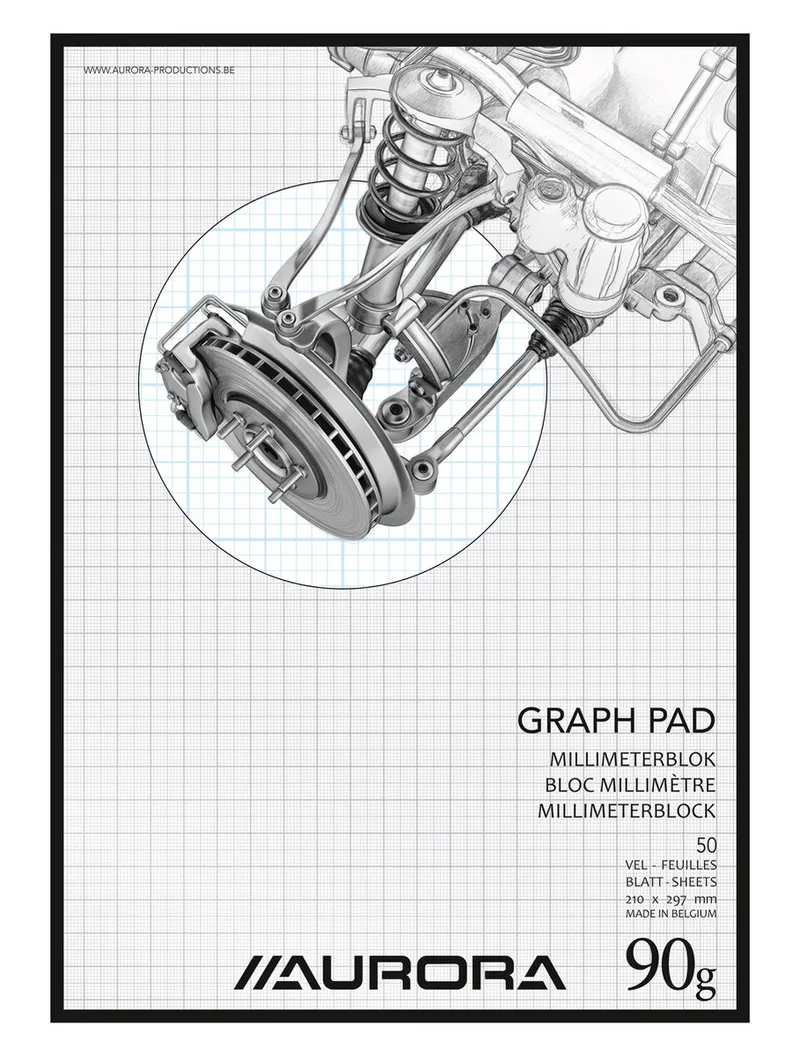 MAXI PACK - 10 x Millimetepapier-blok: Formaat A4 - Wit 90gr papier - 50 Vel de Aurora en Bleu – photo du produit