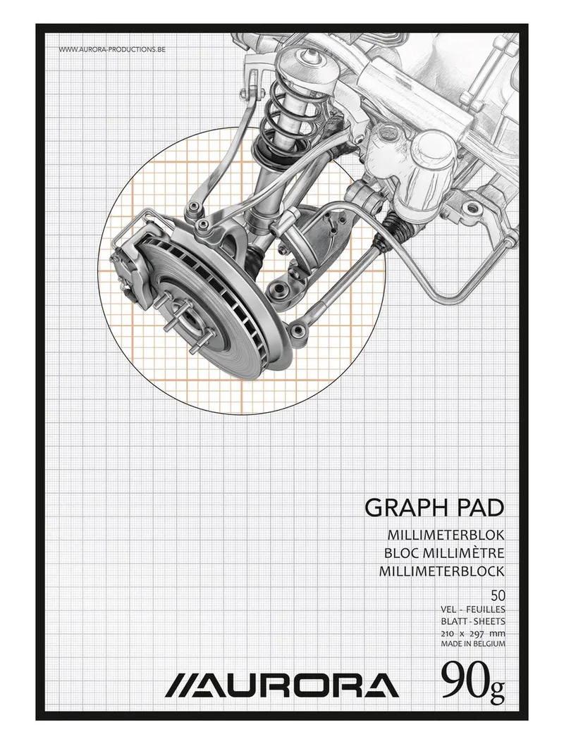 MAXI PACK - 10 x Millimeterpapier-blok: Formaat A4 - Bruine millimeterruiten - 50 Vel - 90gr PEFC Papier. von Aurora in Braun – Produktfoto