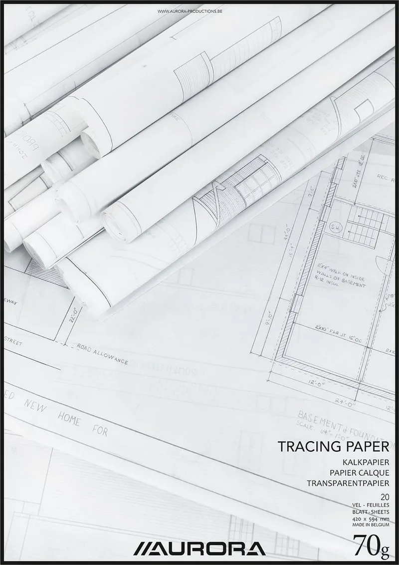Overtrekpapier - Kalkpapier - 420x594mm - A2 - 70g - 20 vellen by Aurora in White – product photo