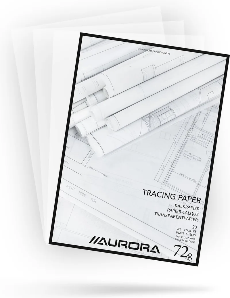 Overtrekpapier - Kalkpapier - A4 - 72g - 20 vel de Aurora en Blanc – photo du produit