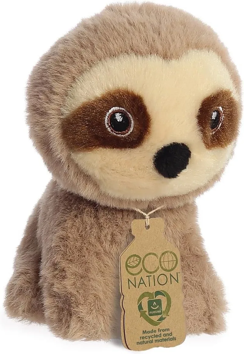 Pluche dieren knuffel - Luiaard - van 13 cm - Knuffeldieren - Luiaards - dieren speelgoed von Aurora in Mehrfarbig – Produktfoto