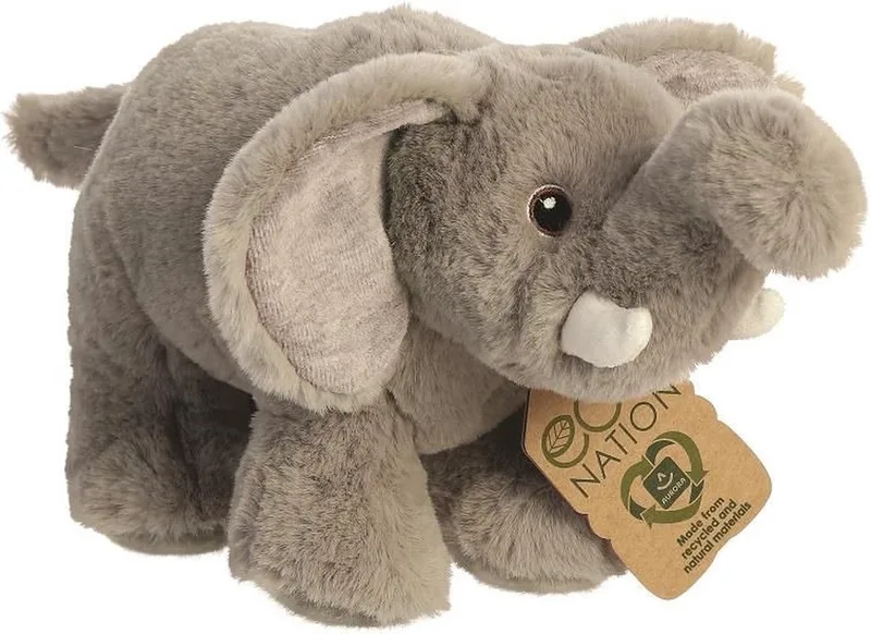 Pluche dieren knuffels olifant van 26 cm - Knuffeldieren olifanten speelgoed von Aurora in Grau – Produktfoto
