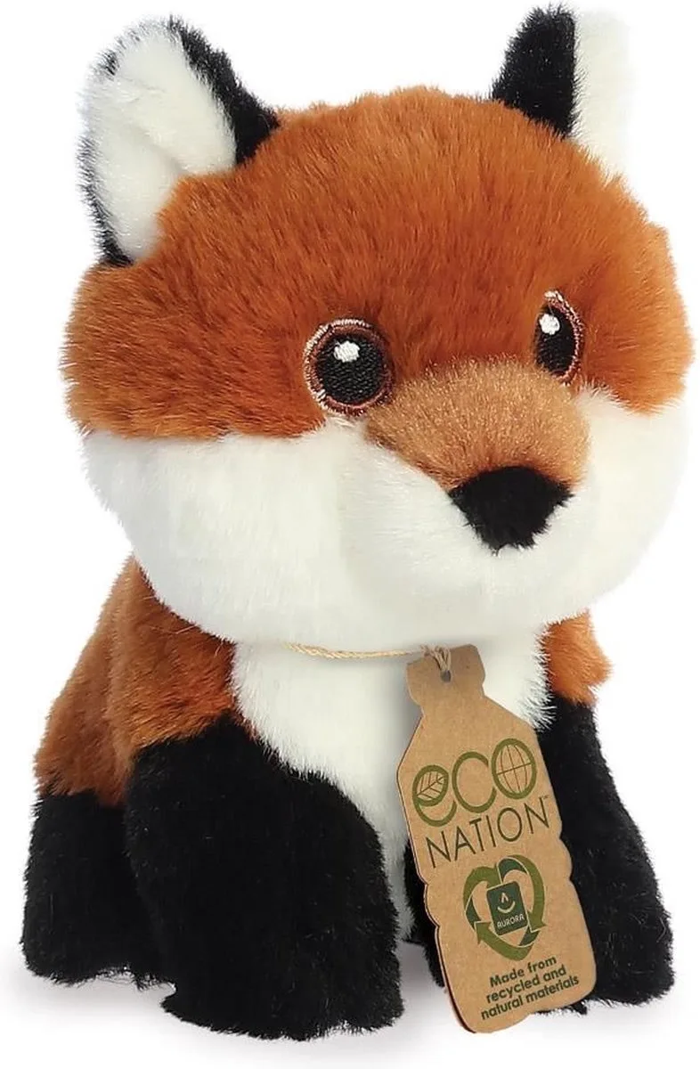 pluche dieren knuffels rode vos - 13 cm - Knuffeldieren vossen speelgoed von Aurora in Rot – Produktfoto