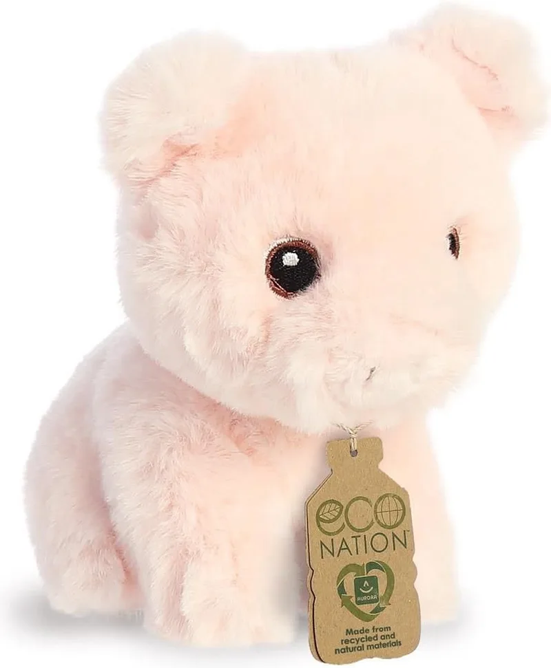 Pluche dieren knuffels varken/biggetje van 13 cm - Knuffeldieren varkens speelgoed von Aurora in Mehrfarbig – Produktfoto