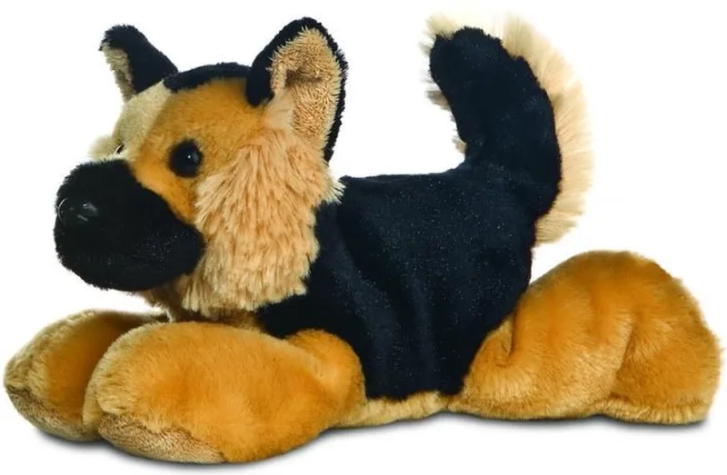 Pluche herdershond knuffel - 20 cm - Honden knuffels - Knuffeldieren honden speelgoed de Aurora en Noir, Marron – photo du produit