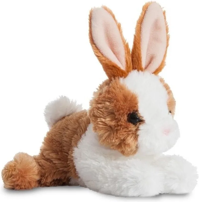 Pluche knuffel konijn - wit/bruin - 20 cm - boerderij dierenknuffel fra Aurora i Hvid – produktbillede