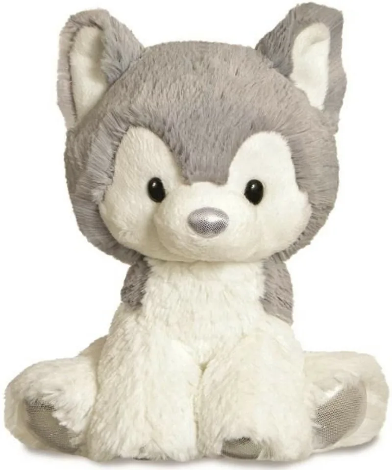 pluche knuffeldier husky hond - grijs/wit - 20 cm - honden thema speelgoed von Aurora in Hellgrau – Produktfoto