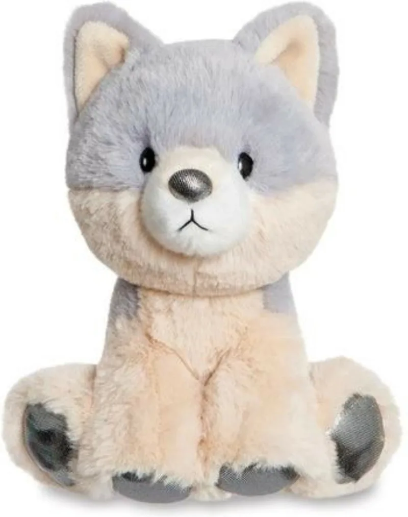 pluche knuffeldier wolf - grijs/wit - 20 cm - bosdieren thema speelgoed by Aurora in Grey – product photo