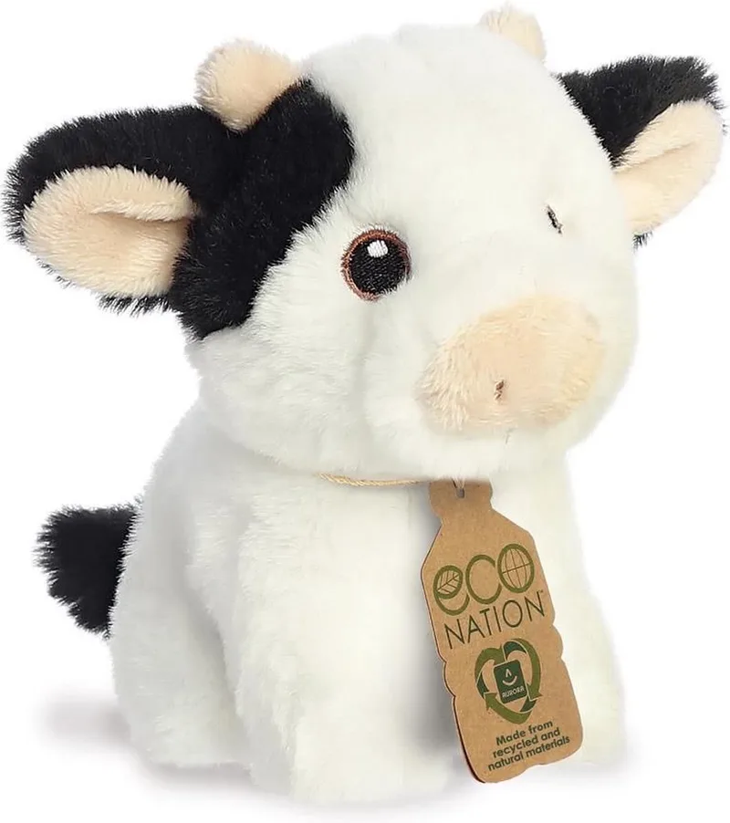 Pluche koe - zwart/wit - 13 cm - knuffeldier koe - boerderijdieren Knuffel de Aurora en Multicolore – photo du produit