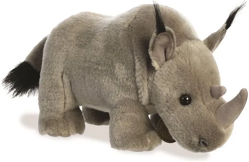 Pluche neushoorn knuffel - 26 cm - dieren knuffels savanne von Aurora in Grau – Produktfoto