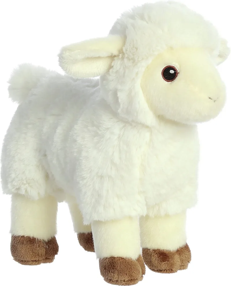 Pluche schaap/lammetje knuffel - wit - 20 cm - boerderij knuffel - schapen van Aurora in Meerkleurig – productfoto