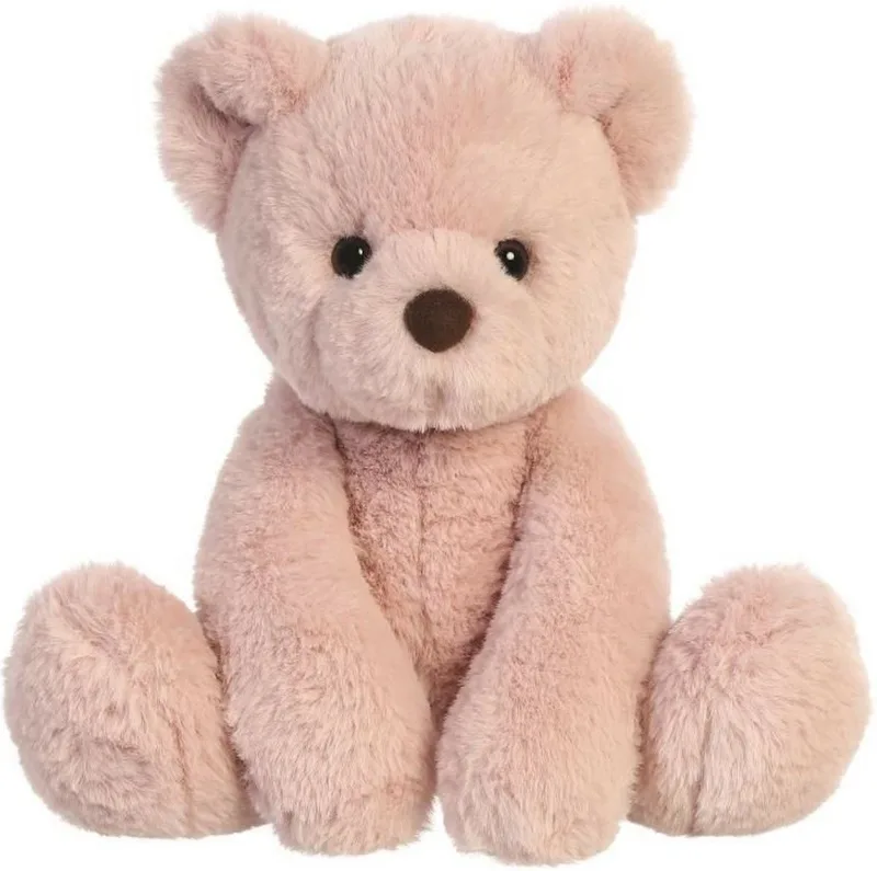 teddybeer Knuffel - Eco Nation - roze - pluche - 28 cm - bosdieren thema von Aurora in Oudroze – Produktfoto