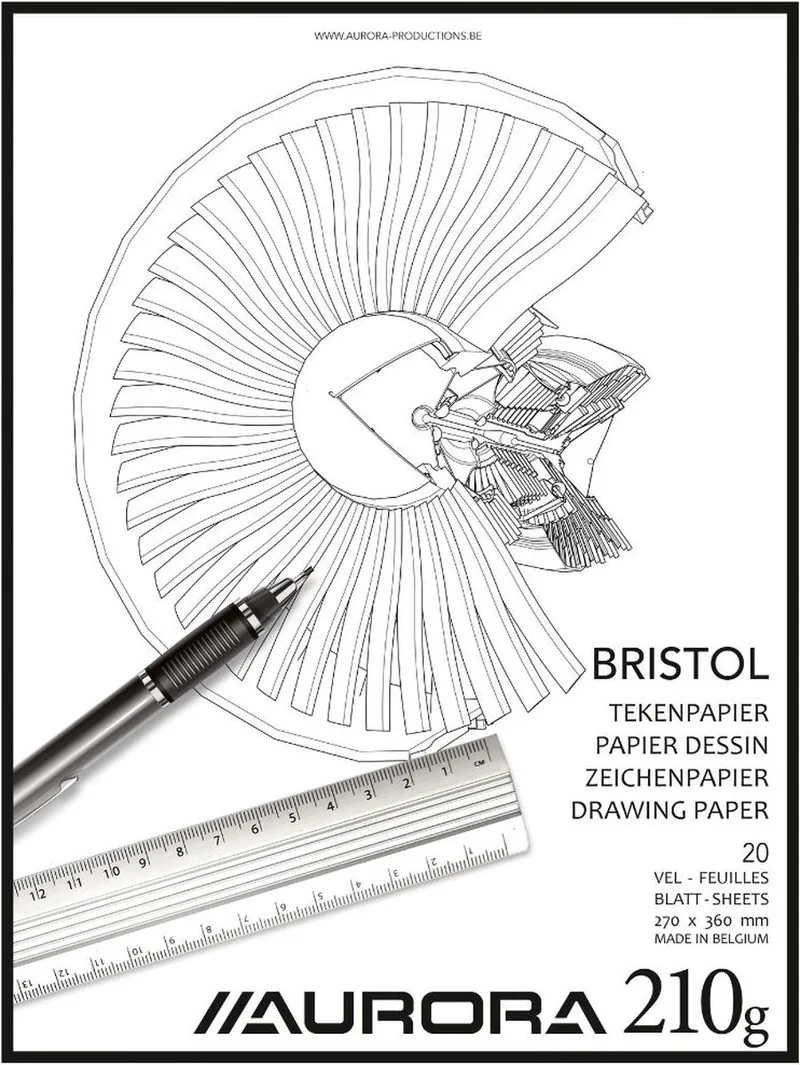 Tekenblok - Bristol - Glad Tekenpapier - 297 mm x 420 mm - A3 - 210g - 20 Vel von Aurora in Weiß – Produktfoto