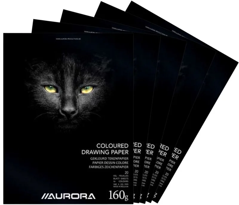 Tekenblok - Gekleurd papier - 240x315 mm - 160 grams - 20 vel - 10 stuks von Aurora in Schwarz – Produktfoto