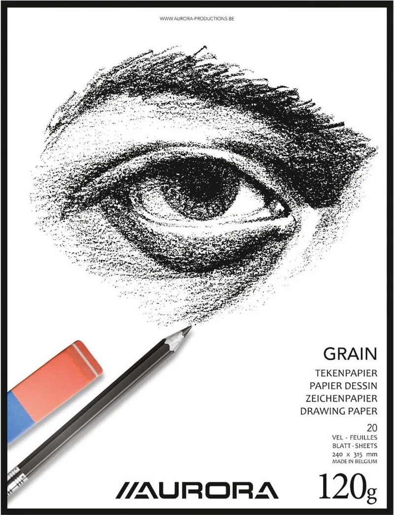 Tekenblok - Grain - Tekenpapier - Schetsblok - 240x315mm - A4+ - 120g - 20 Vel von Aurora in Weiß – Produktfoto