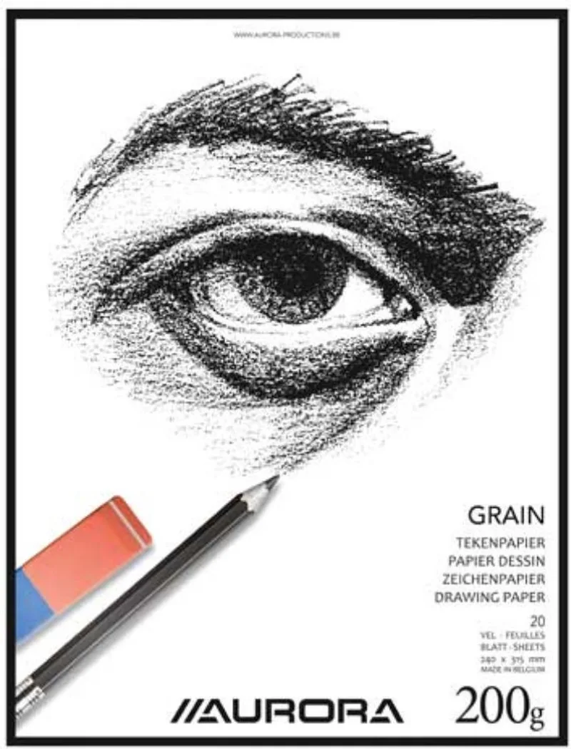 Tekenblok - Grain - Tekenpapier - Schetsblok - 240x315mm - A4+ - 200g - 20 vel von Aurora in Weiß – Produktfoto