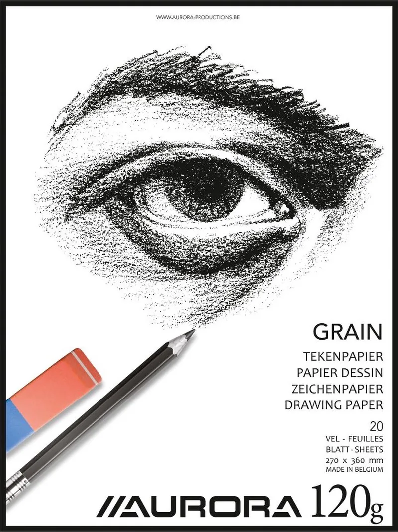 Tekenblok - Grain - Tekenpapier - Schetsblok - 270x360mm - 120g - 20 Vel von Aurora in Weiß – Produktfoto