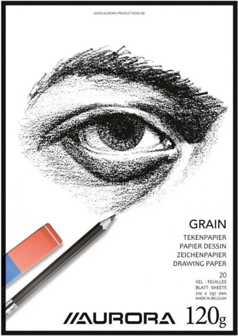 Tekenblok - Grain - Tekenpapier - Schetsblok - A3 - 120g - 20 vel von Aurora in Weiß – Produktfoto