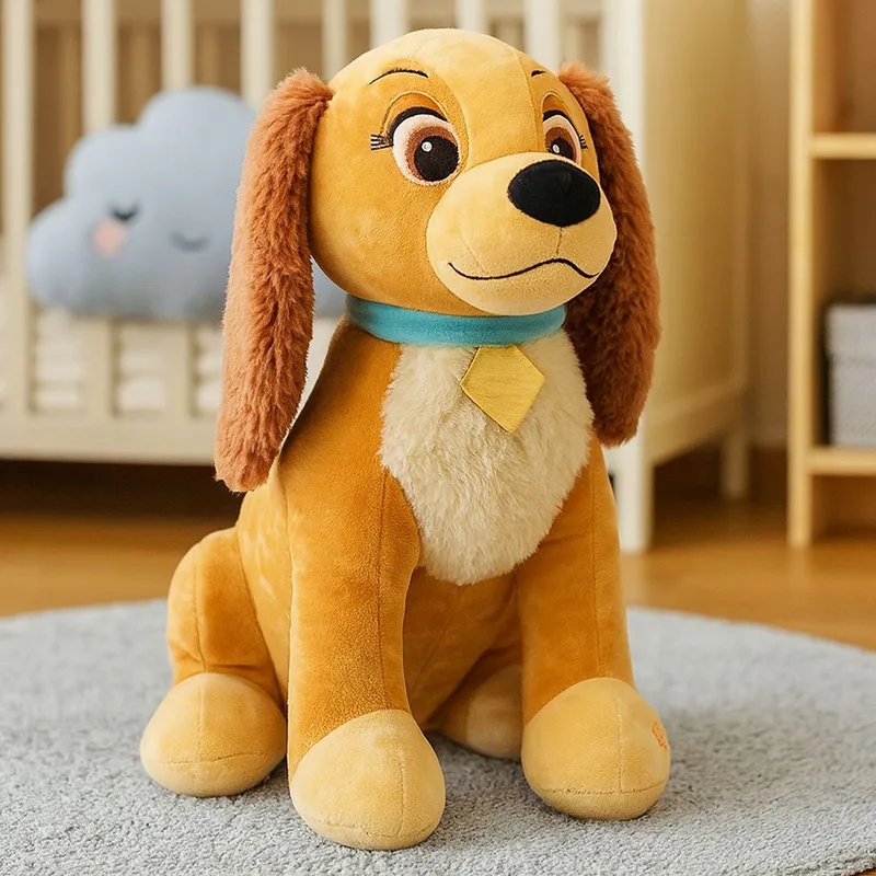 Lady en de Vagebond Disney Pluche Knuffel met Geluid 50 cm {Disney Sound Plush Toy | Speelgoed knuffeldier knuffels voor kinderen jongens meisjes | Lady en de Vagebond, Pluto, Tijgertje, Stampertje, Dumbo Olifant} från Disney i Lichtbruin – produktbild