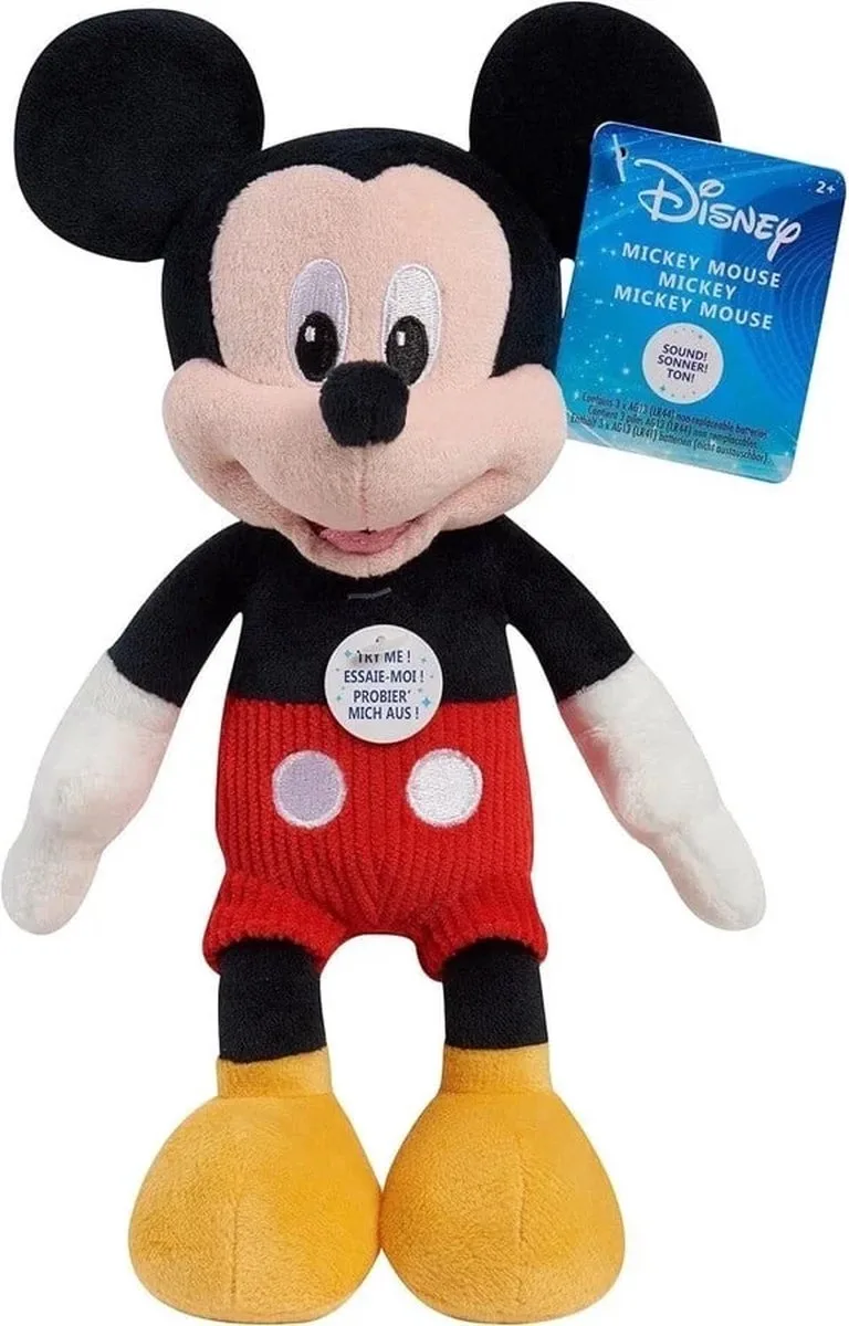 Mickey Mouse with Sounds Pluche Knuffel (Engelstalig) by Disney in Disney Classics Mickey Mouse Kleine knuffel van 10 inch met geluiden – product photo
