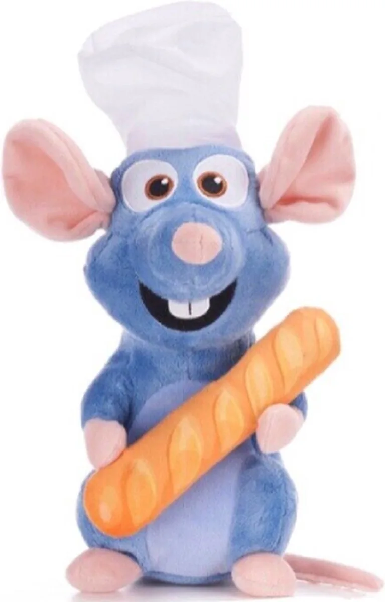 Ratatouille Disney Pluche Knuffel 32 cm {Disney Pixar Plush Toy | Speelgoed Knuffeldier voor kinderen jongens meisjes | Rat Muis Hamster} från Disney i Remy met Stokbrood – produktbild