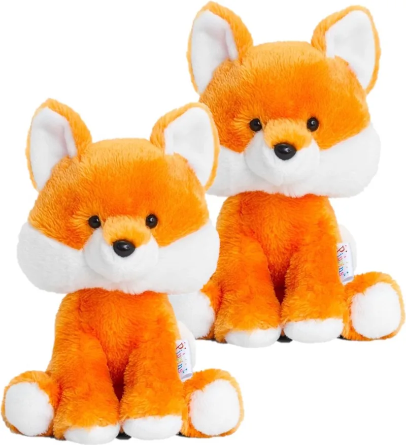 2x stuks keel Toys pluche Vos knuffel 14 cm - Vossen bosdieren knuffeldieren - Speelgoed voor kind van Keel Toys in Oranje – productfoto