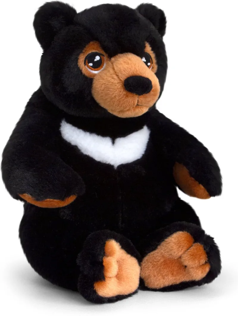 Beer knuffel - pluche - 25 cm - dieren knuffels van Keel Toys in Zwart – productfoto