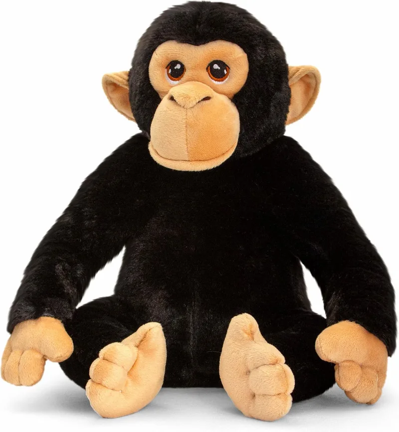 chimpansee aap - 25 cm - Dieren knuffelbeesten van Keel Toys in Zwart – productfoto