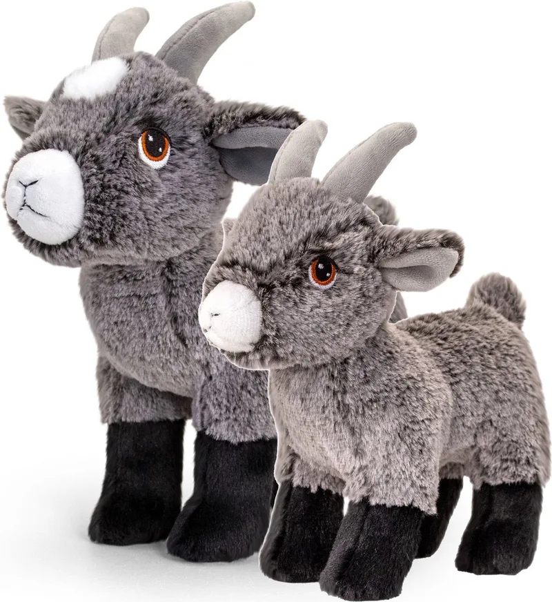 Geiten setje - 2x stuks - pluche - knuffel dier - 20 en 25 cm - Geiten van de boerderij van Keel Toys in Meerkleurig – productfoto