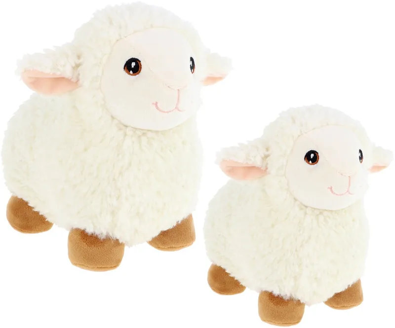 Keel Toys 2x schapen knuffels - pluche schaap/lammetje knuffeldier - lopend - 18 en 25 cm van Keel Toys in Wit – productfoto